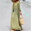 Casual Dresses Spring Autumn Bohemian Dress for Women Y2K ins kläder Långärm V Neck Loose Boho Print semester