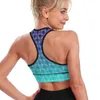 Yoga Outfit Vintage Two Tone Sport Bra Blue Green U Neck Pilates Support Raceback Crop Bras Padded Top For Women