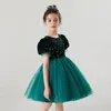 Flickaklänningar Baby Girls Dress Solid Color Fluffy Kids Formal Costume 2023 Summer 2 till 10 Yrs Children's Party Clothing