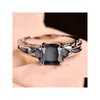 Band Ringen Sier Trendy Ring Voor Vrouwen Elegante Prinses Zwarte Zirkoon Stenen Bruiloft Drop Levering Sieraden Ring Dhgarden Otugj