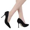 Sandalen benutzerdefinierte weiße Kragen Büro Damenschuhe spitze Zehen Stiletto Heels sexy schwarz hoch mit Rückengurt für Frauen