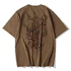 Men's T shirts Chinese Vintage Monkey King Embroidery t Shirt Men Tshirt Streetwear T shirt Hip Hop 4xl Clothes Brown Cotton 242l
