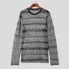 Men's T Shirts INCERUN Tops 2023 Korean Style Men Striped Color Contrast T-shirts Casual Street Selling Long Sleeved Knitted Camiseta S-5XL