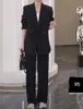 سراويل للسيدات المكون من قطعة من قطعتين 2023 Trajes de Mujer Conclunto 2 Piezas Elegantes طفيفة Strech Women Suit Sould Fit Co Ord Set Suits for