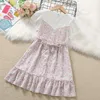 女の子のドレスキッズサマードレスベビーガールフローラルプリントかわいい服子供服のティーンエイジャースクールコスチューム6 8 10 12年