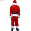 Anime Costumes Santa Claus Come 7st Christmas Complete Dress-Upfit för vuxen cosplay Santa Suit med hattskägggolvor för män L231027