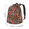 Rucksack mit Blumen- und Leopardenmuster, tropischer Druck, Outdoor-Rucksäcke für Teenager, bunt, langlebig, Schultaschen, ästhetischer Rucksack