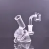 Palmstorlek Glas Bong Hookahs 10mm Female Recycler Oil Rig Water Pipes Easy Put In Pocket Glass Bubbler Rökning Rör med 4 mm tjocklek Kvarts banger Nageloljebrännare