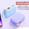 10000 mAh Mini-Powerbank mit integrierten Kabeln, 22,5 W, PD20 W, schnelles Aufladen, Powerbank für iPhone, Xiaomi, Huawei, tragbares Ladegerät