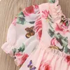 Girl Dresses Girls Summer Flower Print Dress Short Sleeve Wooden Ear Edge A Place Party Out For 0 Beautiful Two Piece