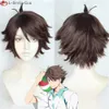 Trajes de catsuit anime haikyuu temporada 4 oikawa tooru cosplay curto marrom acastanhado resistente ao calor cabelo role play festa perucas + peruca boné