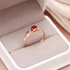 Oval Red Natural Zircon Rings for Women 585 Rose Golden Elegant Party Fine Jewelry Utsökta Gift Fashion Jewelryrings Automotive Telefoner Tillbehör Datorer Datorer