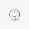 100% 925 Sterling Silver Blue Sparkle Clip Charms Fit Original European Charm Armband Fashion Jewelry Accessories292N