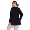 LU-1611 Slim-Fit-Sportoberteil mit seitlichem Schlitz in Übergröße. Damen-Yogabekleidung. Fitness-Langarm-Lauf-T-Shirt mit lässiger Kapuze