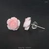 Kolczyki na stadninie biały różowy matka Perła Shell Rose Fose 1 para
