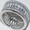 choucong Juego de anillos de boda de compromiso con relleno de oro blanco de 10 quilates con diamantes de piedra de talla princesa completa, talla 5-11 Gift220C