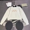 Womens Embroidered Crewneck Long Sleeve Loose Sweater07cc