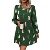 Casual Dresses Womens V Neck Long Sleeve Shifts Dress Loose Flowy Tunics Shirt