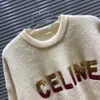 Ce23ss Frühling/Sommer New Line Unisex-Pullover mit langen Ärmeln und vielseitigem Rundhalsausschnitt mit aufgestickten Perlen und Buchstaben auf der Brust