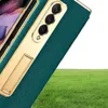 Luxe lederen kisten Plaatframe met opvouwbare standaard voorklepglasscherm Protectorfilm voor Samsung Galaxy Z Fold 3 5G4637184