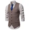 Gilets pour hommes printemps et automne tissu à chevrons gilet simple boutonnage coupe ajustée costume de couleur unie