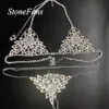 Stonefans New Sexy Rhinestone Body Chain Harness Jewelry for Women Charm Bling Body Bikini Chain Bralette Underwear Jewelry2289