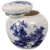 Storage Bottles Blue White Porcelain Tea Ceramic Jar Kitchen Canister Household Go Food Containers Lids