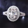 Vecalon Dichiarazione 100% vero argento sterling 925 anello di promessa ovale 5A zircone Cz anelli di fidanzamento fede nuziale per le donne Bridal285y