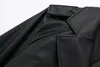 Mulheres de couro falso couro traf recortado jaqueta preta mulher blusão jaqueta de couro falso feminino manga longa trench coat para mulher y2k cinto em jaquetas 231026