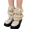 Frauen Socken Stricken Bein Wärmer Harajuku Lolita Lange Kawaii Elegante Tie-up Wade Abdeckung Boot Körper Damen Winter Heizungen