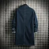 Miscele uomo Primavera e autunno Stile coreano Giacche di jeans monopetto Uomo Trench solido Casual Cappotto lungo Jean Uomo 231026