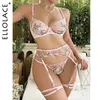 Sexy Set Ellolace Fairy Lingerie Floral Transparent Bra Fancy Underwear Delicate Lace Garter Belt Set Valentine Holiday Sexy Intimate 231027