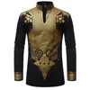 Camisa masculina para vestido africano tradicional rico bazin dashiki manga longa gola mandarim camisa africana masculina blusa adulta pano286s