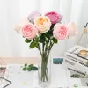 Kwiaty dekoracyjne długie gałąź sztuczna wielka głowa jedwabna róża fałszywe rośliny bukiet ślub dom dekoracji wazon wieńca prawdziwe akcesoria dotykowe