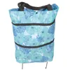 Storage Bags Portable Shopping Cart Wheels Rolling Bag Tote Trolley Foldable Plastic Handle