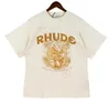 2023 جديد Top Craftsmanship Rhude Mens Womens T Shirts Summer Fashion Designer Tshirts Street Short Short Sleeve Style Tees Cotton Printing Shirt S2X HI5H