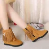 Boots Autumn Winter Casual Women Tassel High Heel Ladies Ankle Hidden Wedges Shoe Booties Woman Botas Demujer 231026