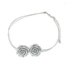 Choker Fashion Gothic Silver Color Leather Rose Flower Necklace For Women Short Y2K Punk smycken Tillbehör