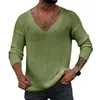 Pulls pour hommes Hommes Pull de couleur unie Col en V Polyvalent Loose Fit Tricots décontractés pour le printemps