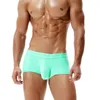 Caleçons Hommes Boxer de soie de glace Bugle Pouch Sous-vêtements Slip Sheer Transparent Respirant Boxershorts Trunks Calzoncillo Culotte