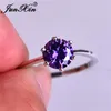 Bröllopsringar Junxin Multicolor Stone Rainbow Fire Birthstone For Women 925 Sterling Silver Filled Purple Blue Zircon Thin Ring355f