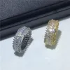 Vecalon Anillo de promesa clásico Oro blanco Diamantes llenos cz Piedra Compromiso Anillos de boda para mujeres Hombres Joyería de fiesta Gift240A