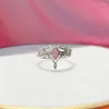 Cluster Ringe Rosa Stein Arwen Krone Ring für Frauen Mädchen Hochzeit Geek Party Schmuck Cosplay Zubehör Geschenk Einstellbar vergoldet Trend