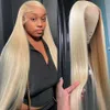 Synthetic Wigs Bone Straight 13x4 13x6Lace Front Wig 613 Honey Blonde Human Hair Brazilian 30 40 Incn Color Closure Frontal For Women 231027
