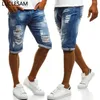 Gerade Denim-Shorts mit zerstörtem Loch für Herren, neue Mode, Distressed-Shorts, lässig, schmale Passform, Vintage-zerrissene Jeans, kurz, Hellblau, 3XL262f