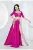 Stage Wear Belly Dance Costume Set pour femmes Coton manches courtes Top Forage Glands Jupe 2pcs Femme Oriental Dancing Outfit