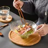 Geschirr-Sets, Glas-Salatschüssel, klare japanische Ramen, dekoratives Obstmisch-Serviergeschirr für Obstsalate