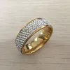 High quality 316L Stainless Steel gold white diamond wedding ring rhinestone engagement Ring for Women girls Lovers 224V