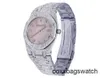 Quartz Watches Audpi Automatisk rörelse Titta på Women's Epic Royal Oak 35mm S Steel Pink Dial Diamond Watch 125 Carat HBFP