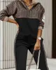 Kvinnors tvåbitar byxor Fashion Lattice Zipper Top Casual Pocket Trousers Ladies Suit 2 Piece Set Womens Outfits Långärmhet Tvåbit Set Sweatshirt T231027